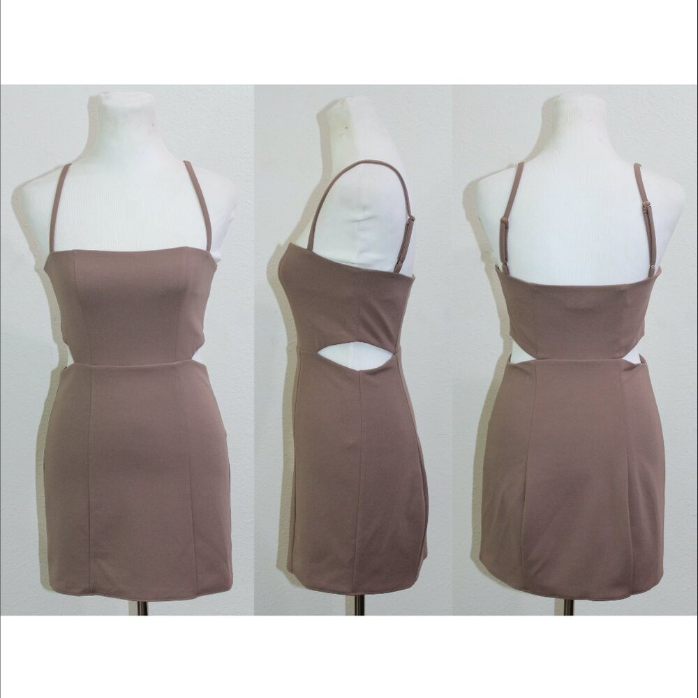 Show Me Your Mumu Tory brown taupe sleeveless cutout mini dress S EUC!